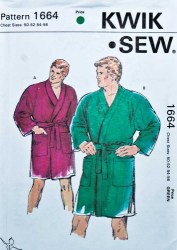 1664 KING SIZE KWIK SEW  MR. WRAP ROBE, BELT PATTERN 50- 56 CHEST
